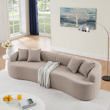 Curved Modular Sectional Sofa in Lamb's Wool Fabric
